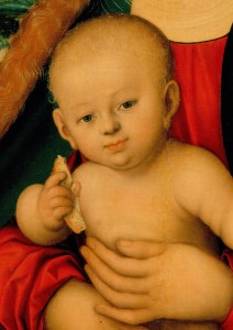 Мадонна с младенцем под яблоней 

Холст (перев с дерева), масло 87х59 см 
Между 1520-1526