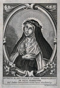 V0032624 Saint Mary Magdalen dei Pazzi. Etching by G. Fabbri, 1757.